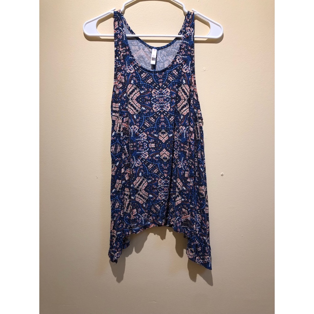 💙🍑 Blue sleeveless print asymmetric top 🍑💙